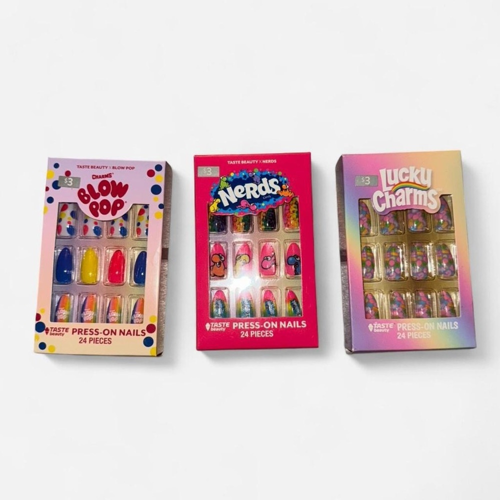 Candy Collab Press-On Nails Set Taste Beauty Nerds Lucky Charms Blow Pop 24pc